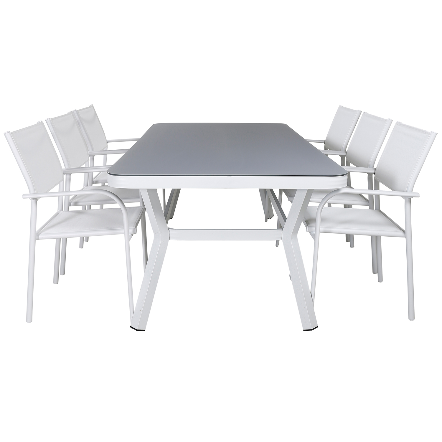 Matgrupp Venture Home Virya 160x90 med 6 Santorini Stapelstolar