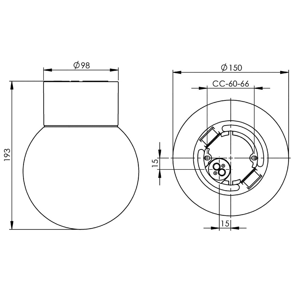 Vägg-/Taklampa Ifö Electric Classic Glob Matt Rak IP54 LED