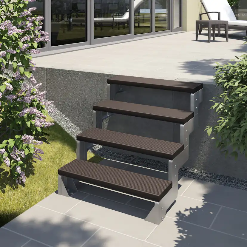 Gardentop Trimax® 100cm 4S utan räcke mörkbrun Steg: Mörkbrun, H: 720-880 mm