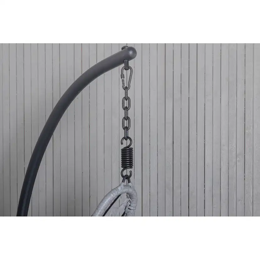 Edinburgh Hanging chair - Black frame/grey wicker/grey cushi Grå