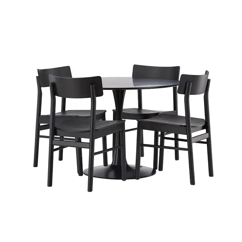 Matgrupp Venture Home Glade Ø100 cm med 4st Montros Matstolar