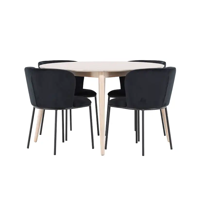 Matgrupp Venture Home Flora Ø120 cm med 4st Edina Matstolar