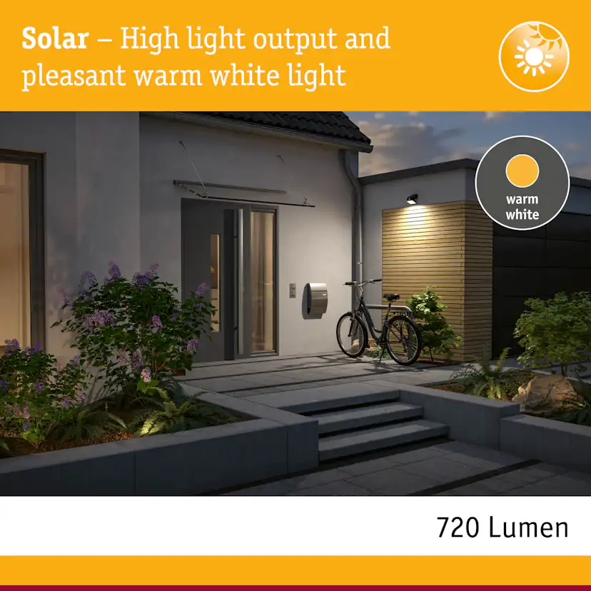 Fasadbelysning Solcell Paulmann Lesly LED med Skymningsstyrd rörelsedetektor IP65