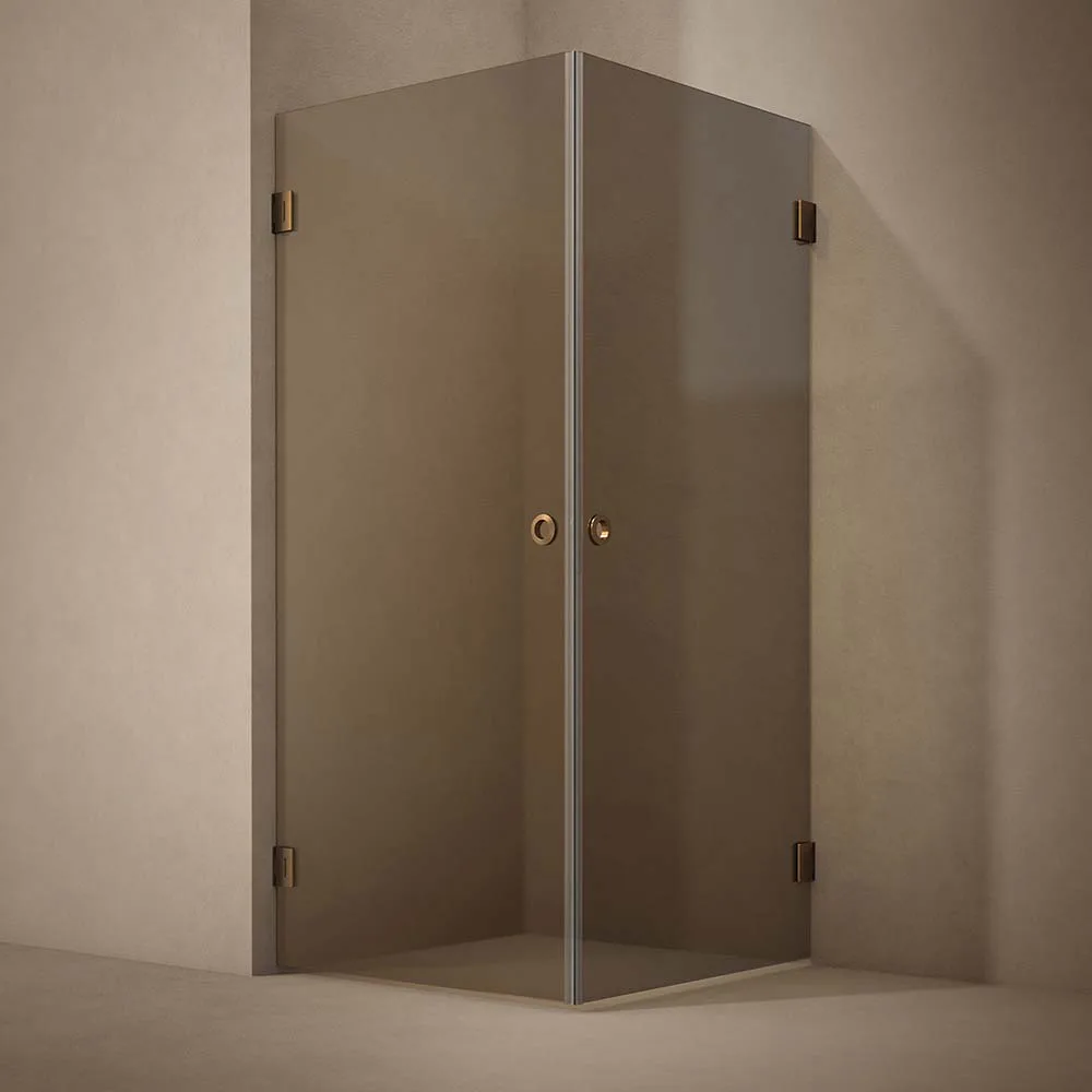 DUSCHHÖRN LYNX BRONSTONAT GLAS 80X80 CM BRONS 800x800 mm, Bronstonat Glas, Borstad Brons