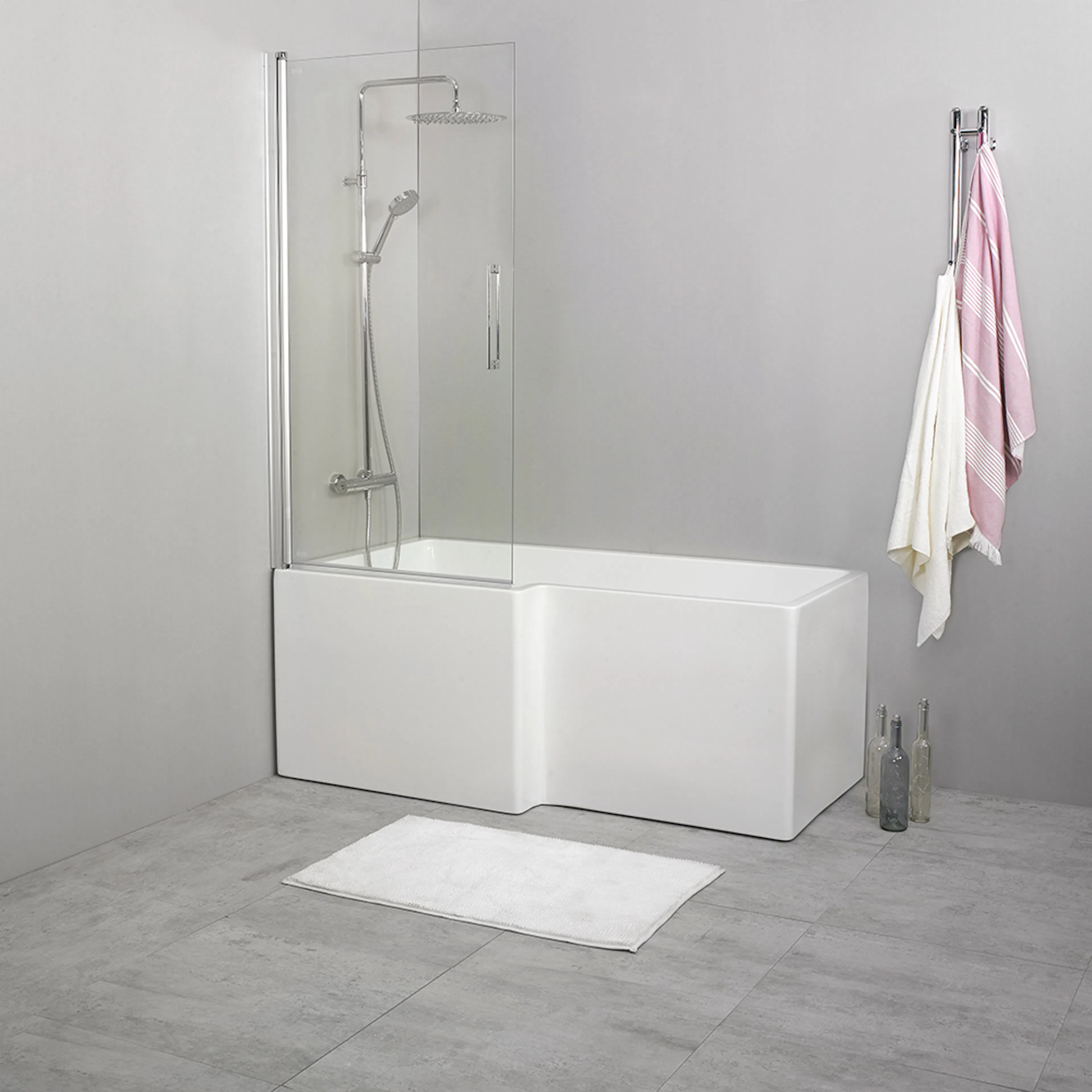 BADKARSVÄGG FIX TREND BV 80 SILVER MATT Klarglas