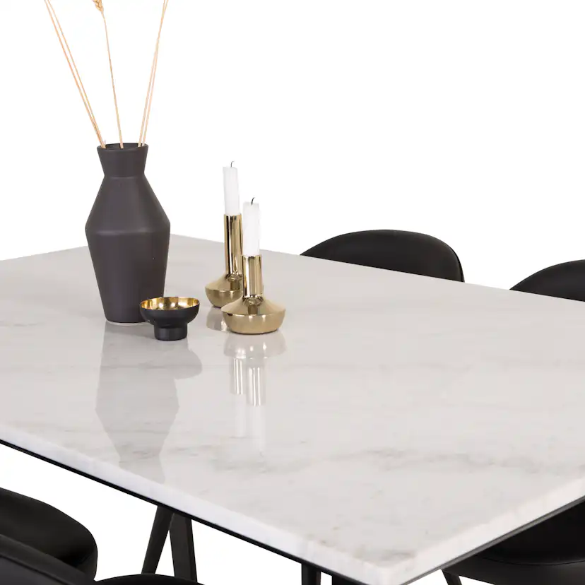 Matgrupp Venture Home Estelle 140 med 4 Valentina Stolar Läder