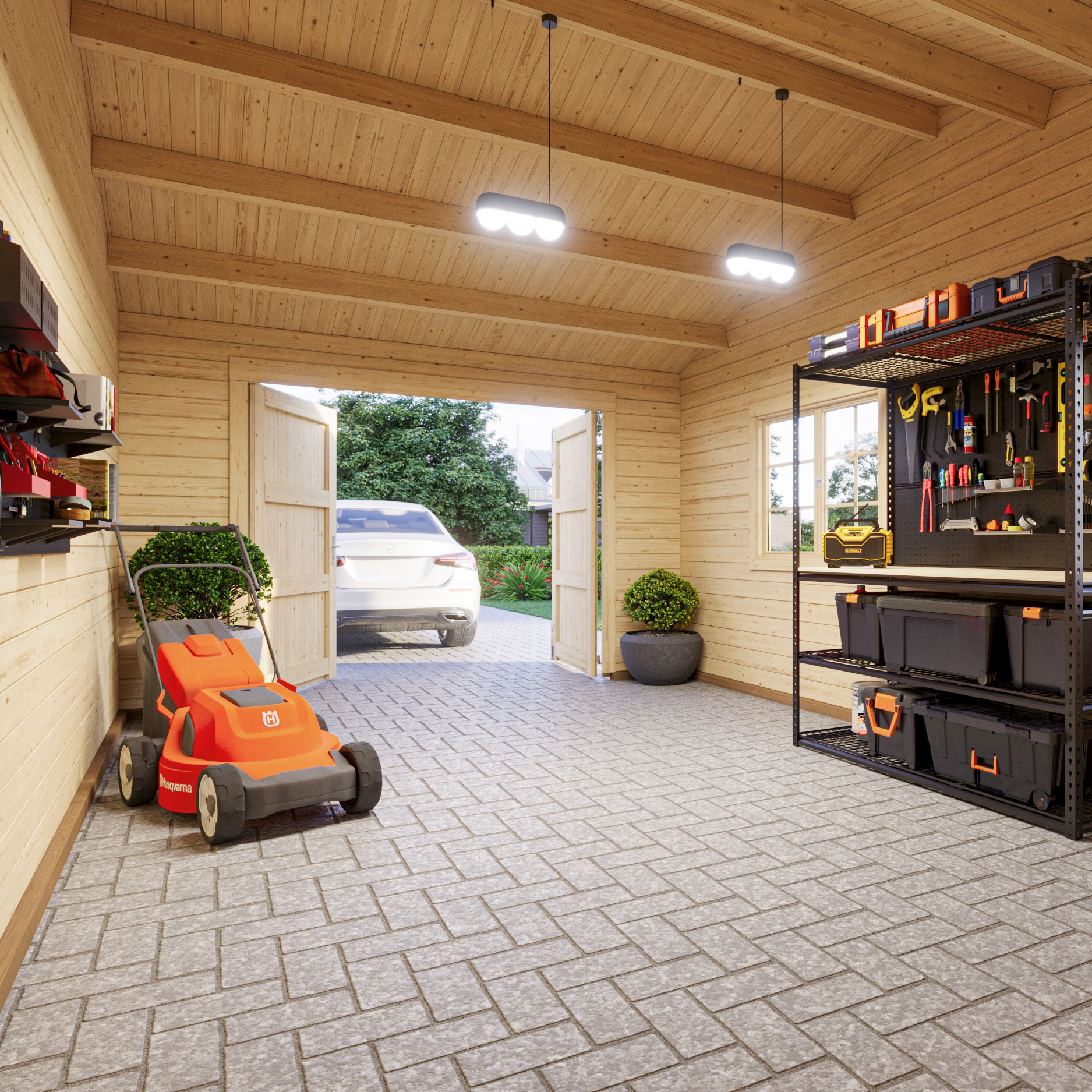 Garage Palmako Roger med Carport 36,5 m2 och Slagport