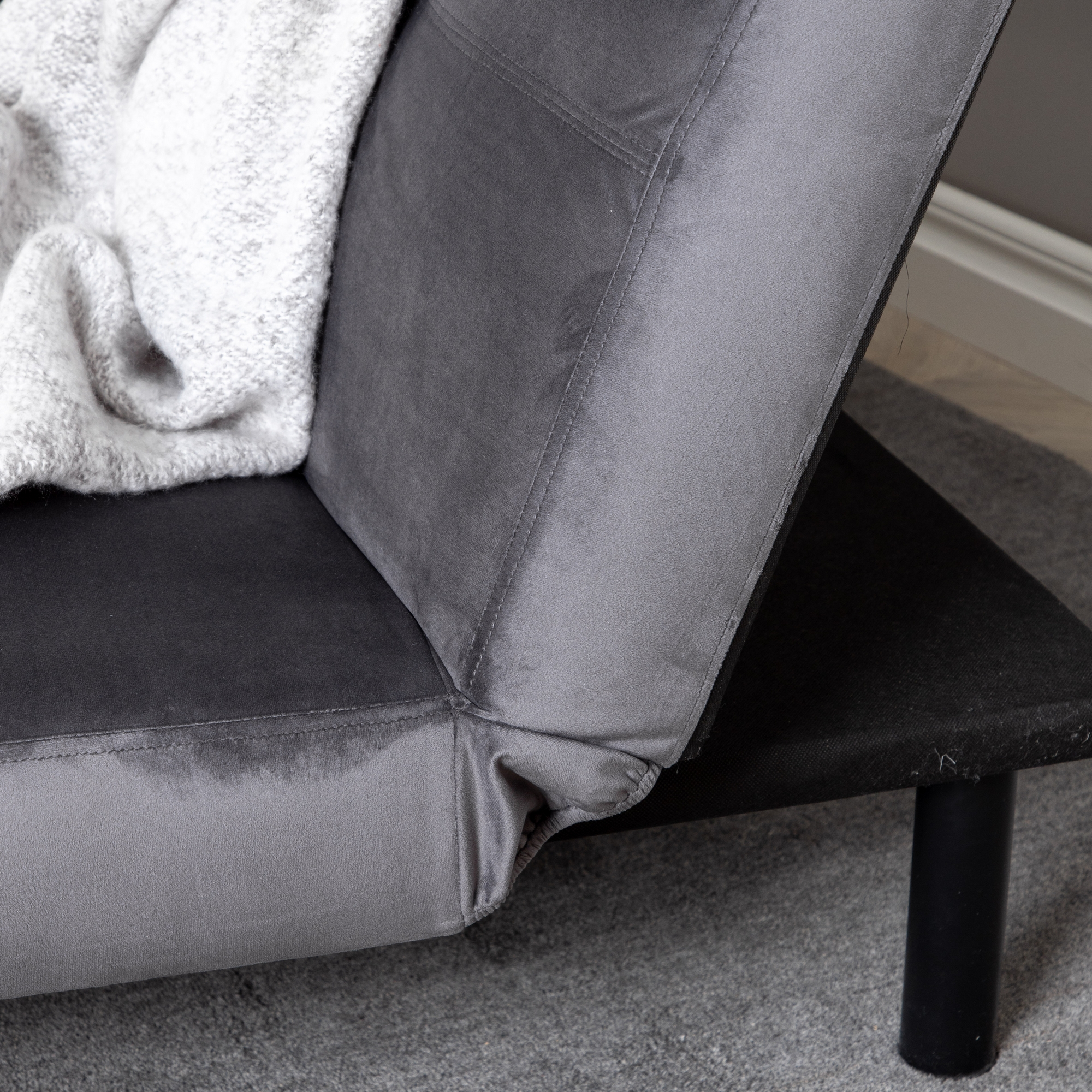 Bäddsoffa Venture Home Bodil Grå Sammet 2-sitssoffa 180x80x55 cm 1 Sovplats