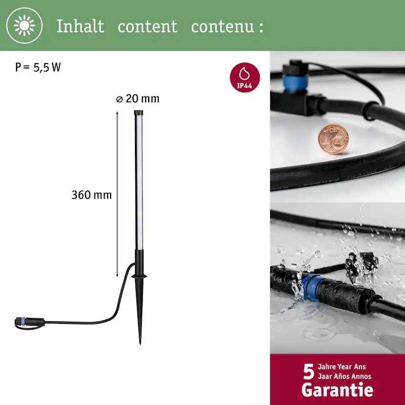Pollare LED Paulmann Pin Plug & Shine IP44 24V