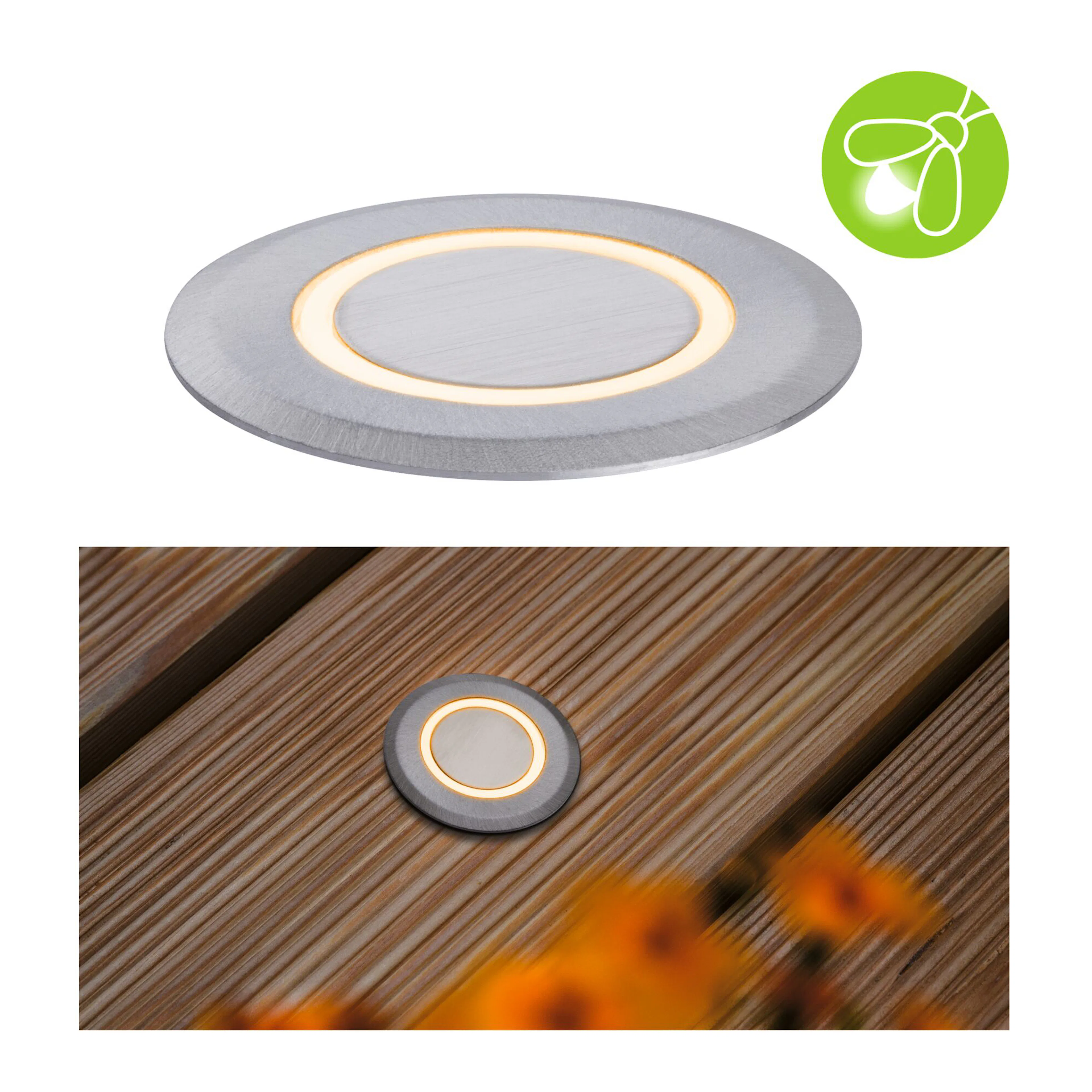 LED Infälld Markbelysning Paulmann House Stripe Rund IP67 230V Light: Gold Light (insektsvänlig)