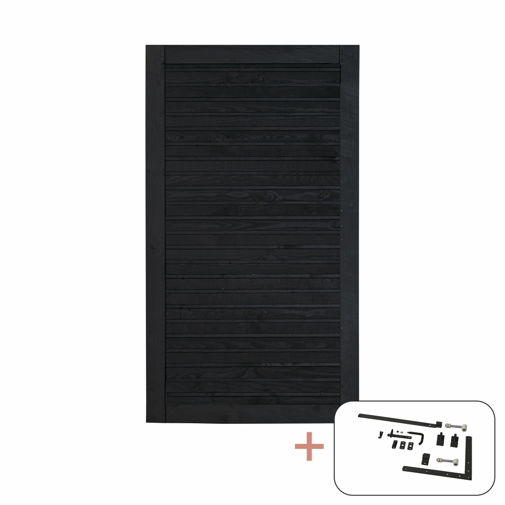 Enkelgrind PLUS Plank med Beslag PEFC 100 x 163 cm Svart