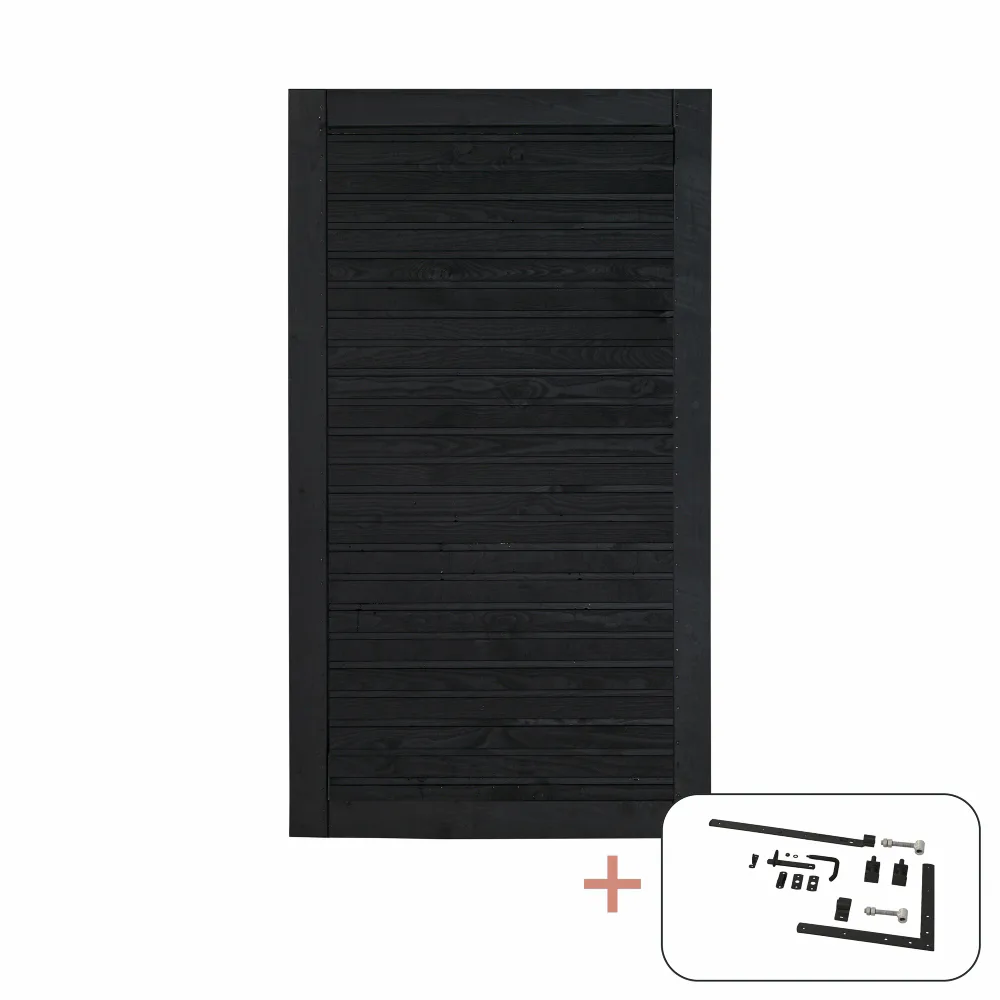 Enkelgrind PLUS Plank med Beslag PEFC 100 x 163 cm Svart