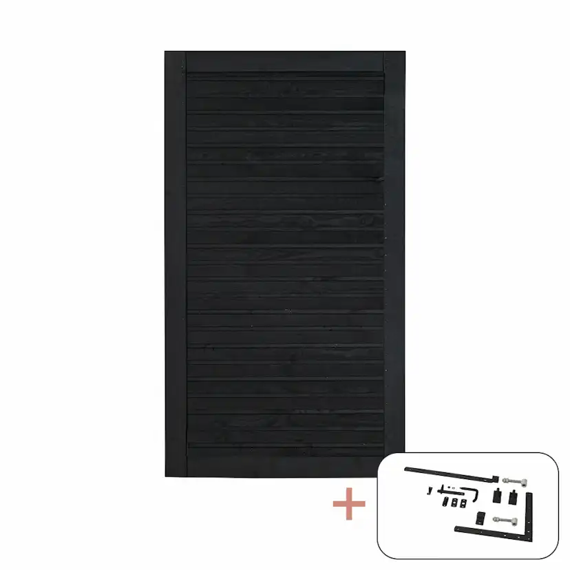 Enkelgrind PLUS Plank med Beslag PEFC 100 x 163 cm Svart