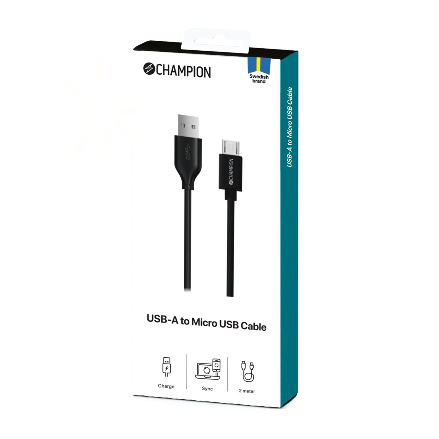 USB-A Champion till Micro-USB Kabel 1m Svart