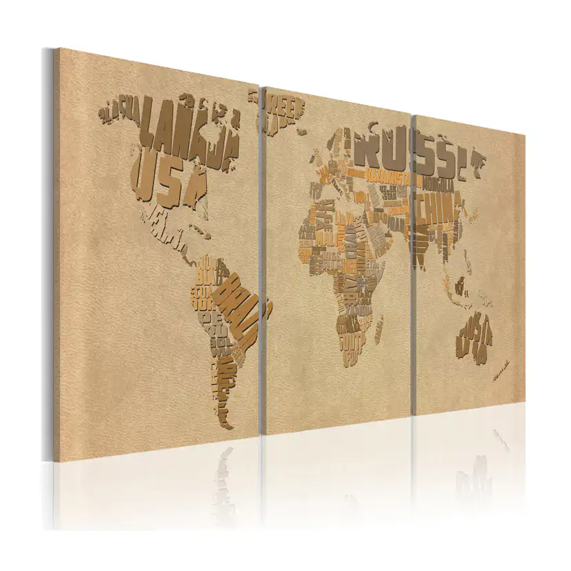 Tavla Arkiio Världskartan I Beige Och Brunt