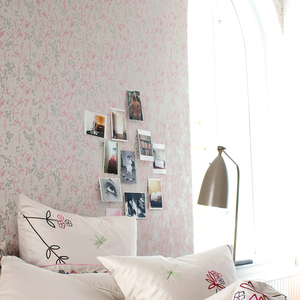 Tapet Mimou Rainbirds Natural/Pink