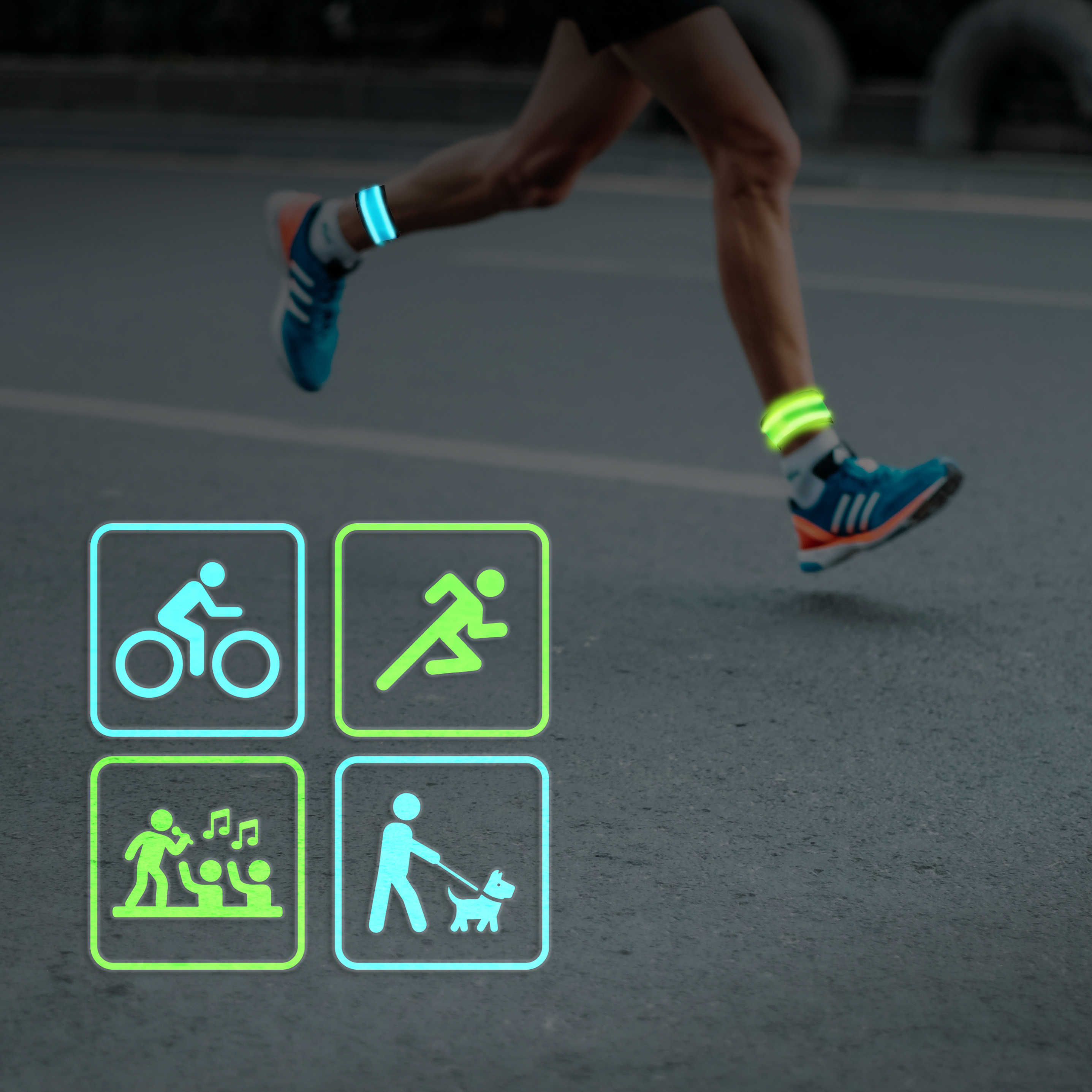 LED-reflexband LogiLink Slap-wrap 2-pack Blå + Grön