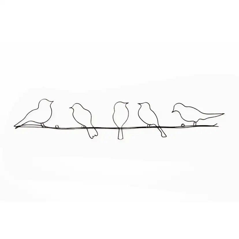 Metallkonst Art for the Home Birds on a Wire