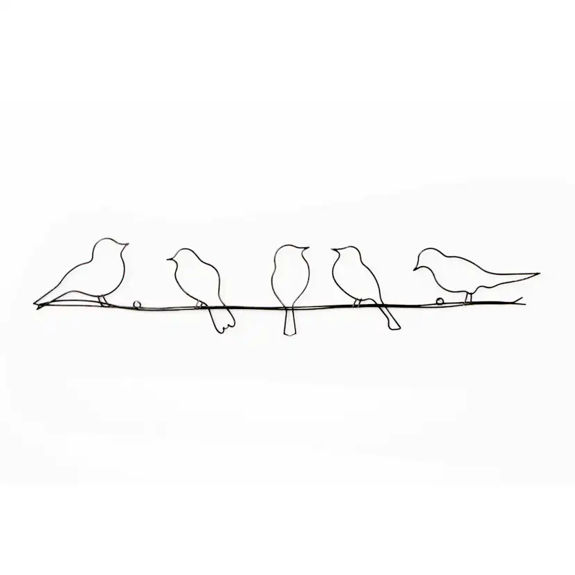 Metallkonst Art for the Home Birds on a Wire