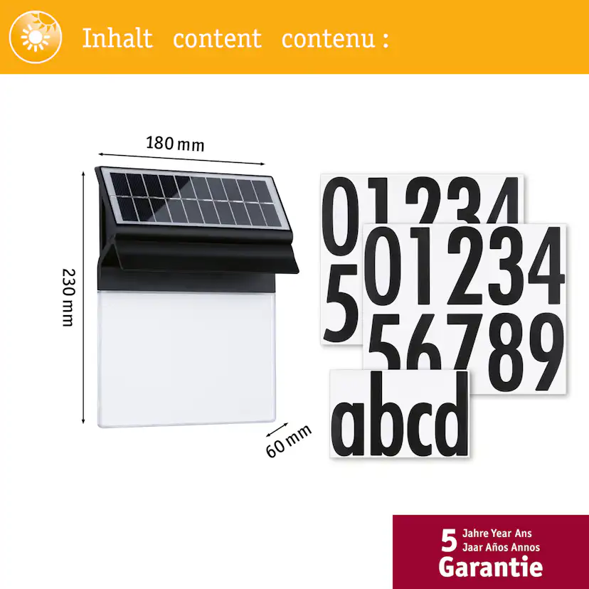 Fasadbelysning Solcell LED Paulmann Neda Lampa för husnummer IP44 Ljus: Soft White