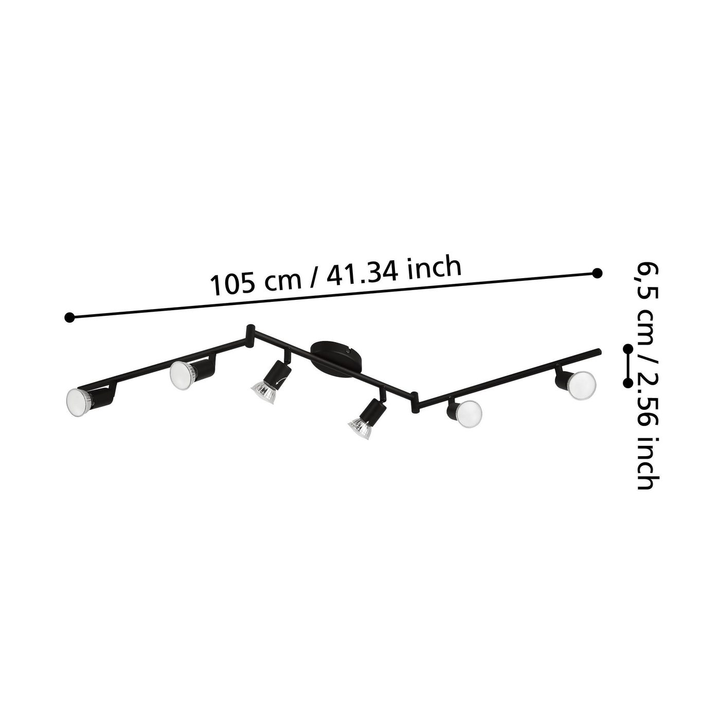 Spotlight Eglo Buzz-Led med 6 Lampor Svart