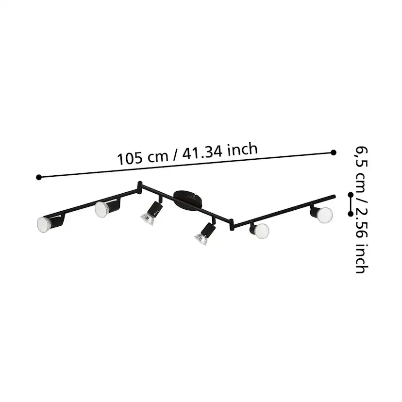 Spotlight Eglo Buzz-Led med 6 Lampor Svart