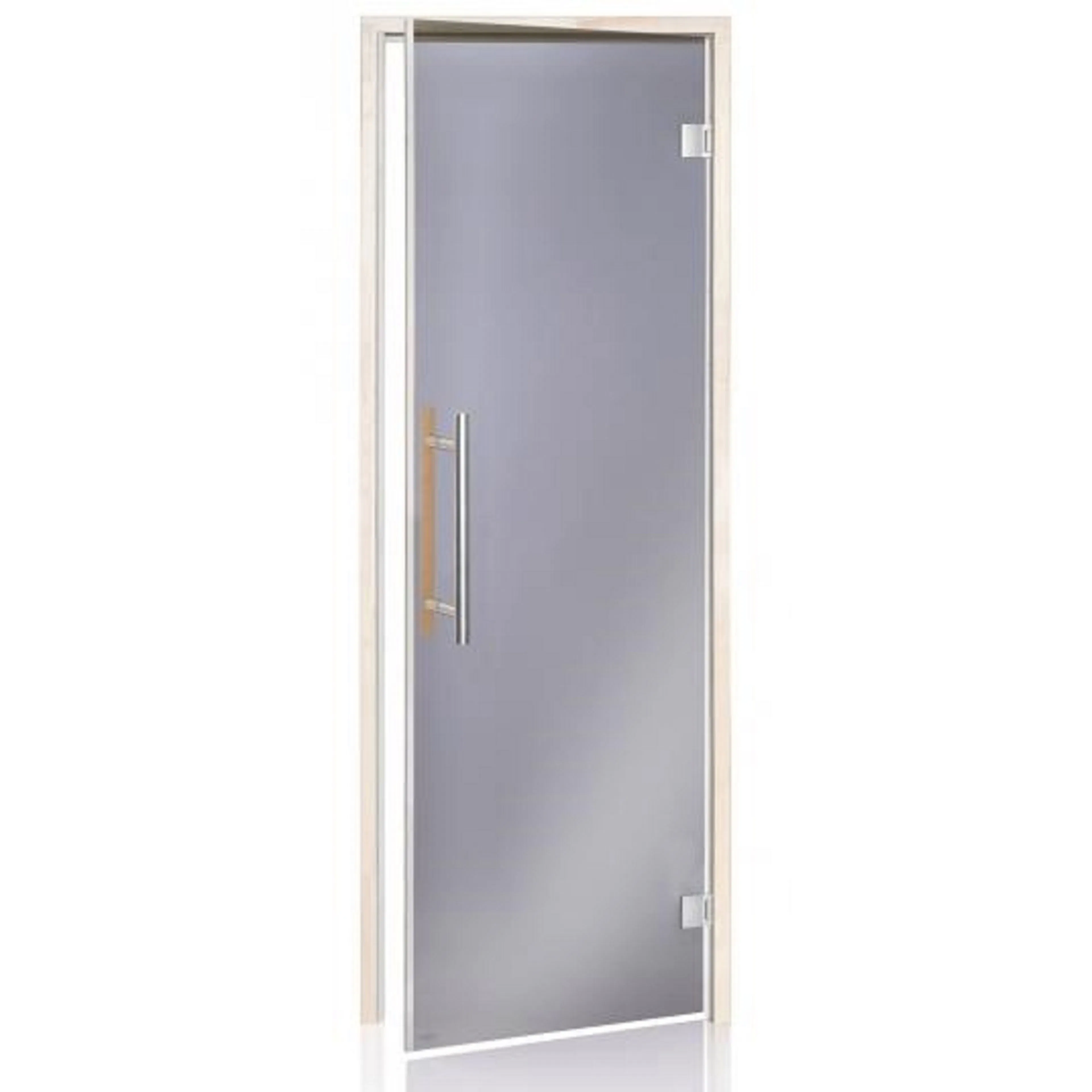 Bastudörr BeneLux med magnetlist 7x19 Grått glas och Aspkarm Grått glas