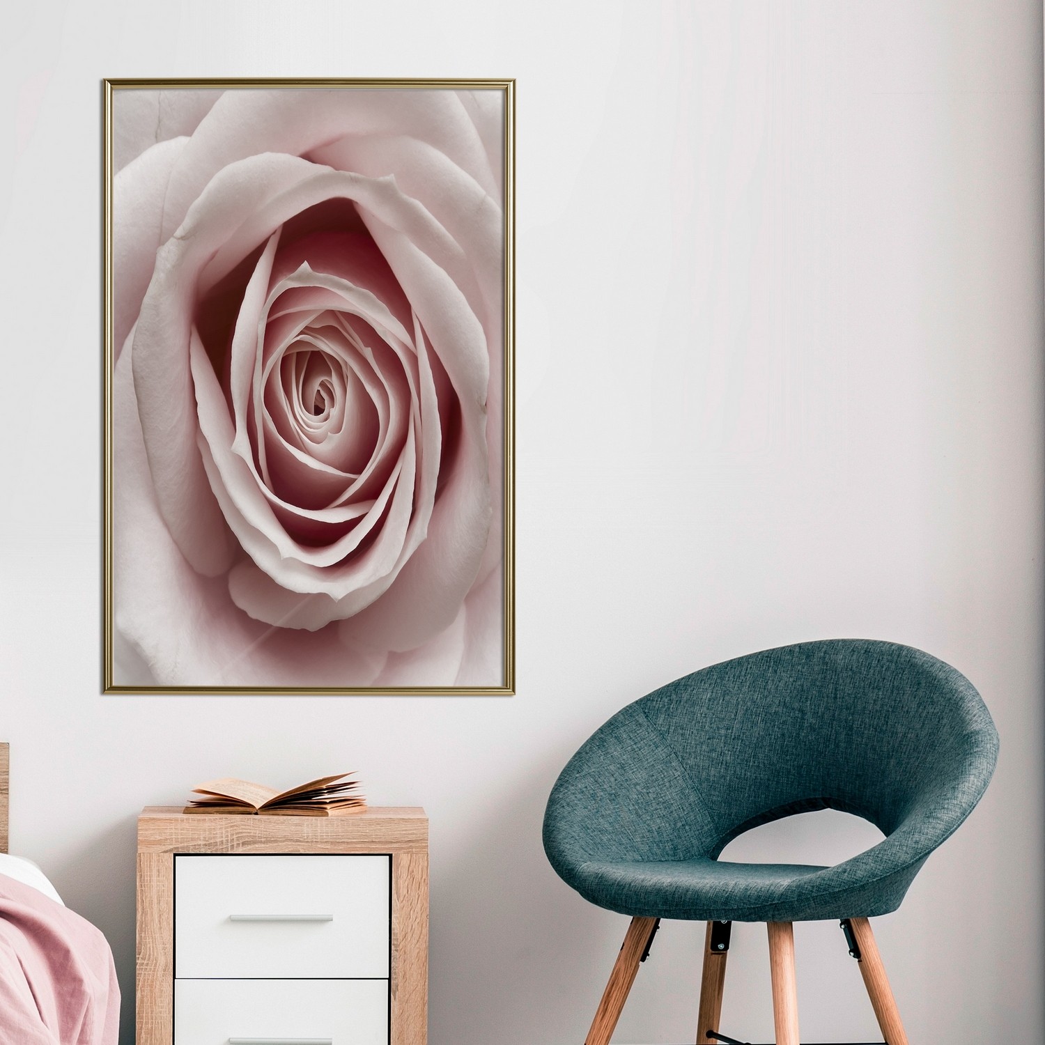 Affisch - Pastel Rose [Poster] 40x60 Guld ram, 40x60 cm