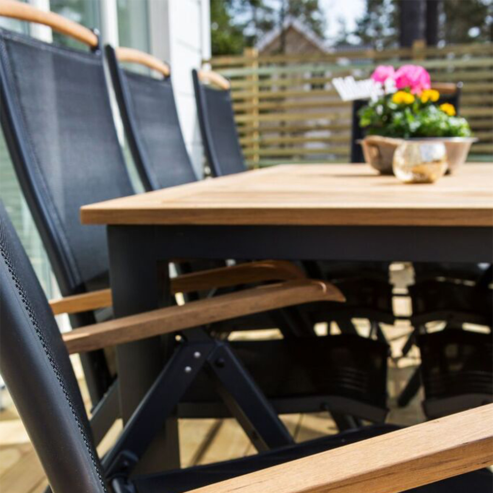 Panama - 5:pos Chair - Svart Alu/svart Textilene/Teak Svart