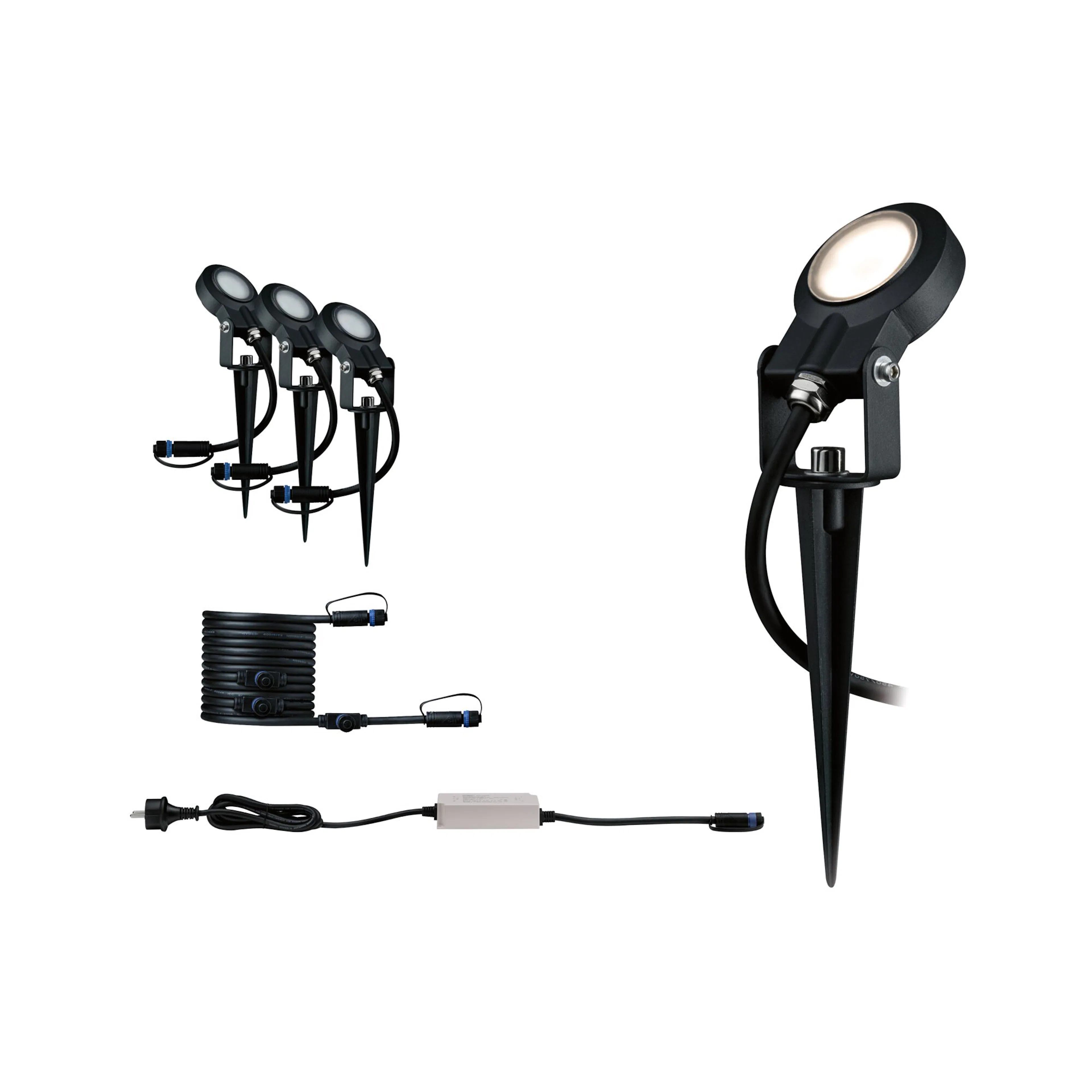 Spotlight Paulmann Sting Plug & Shine LED IP67 24V 3-pack med Kabel och Transformator Ljus: Soft White