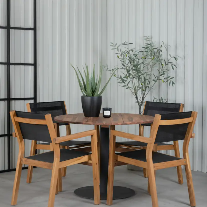 Matgrupp Venture Home Canne med 4 Vum Stapelbara Matstolar