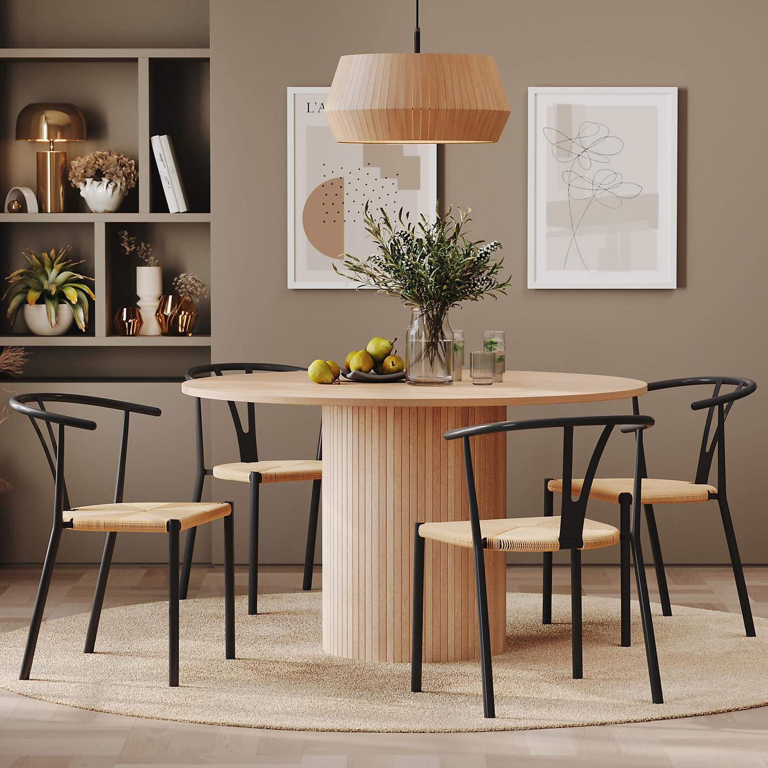 Matgrupp In Living Kopparbo Ø130 cm Med 4 st Elysia stolar