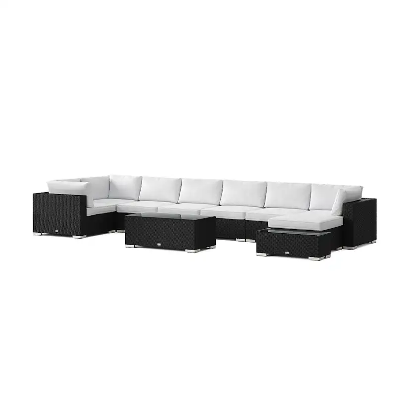 Loungegrupp Comfort Garden Bahamas utomhus U-soffa 8-sits vändbar divan med öppet avslut och bord
