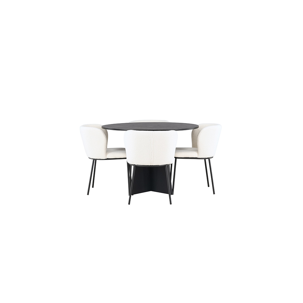 Matgrupp Venture Home Bootcut Ø110 cm med 4 st Edina stolar