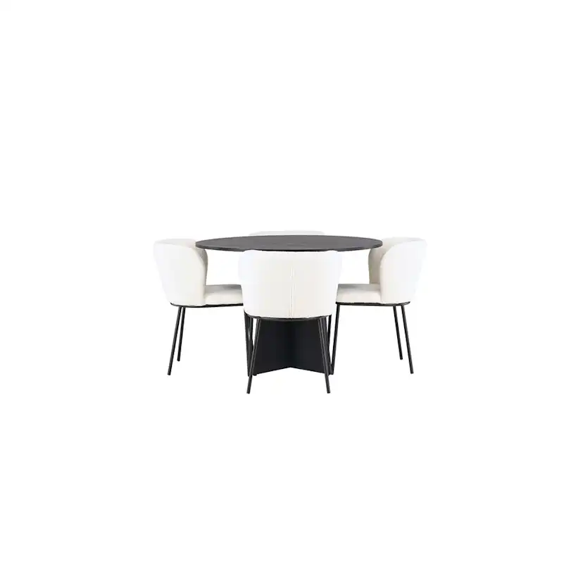 Matgrupp Venture Home Bootcut Ø110 cm med 4 st Edina stolar