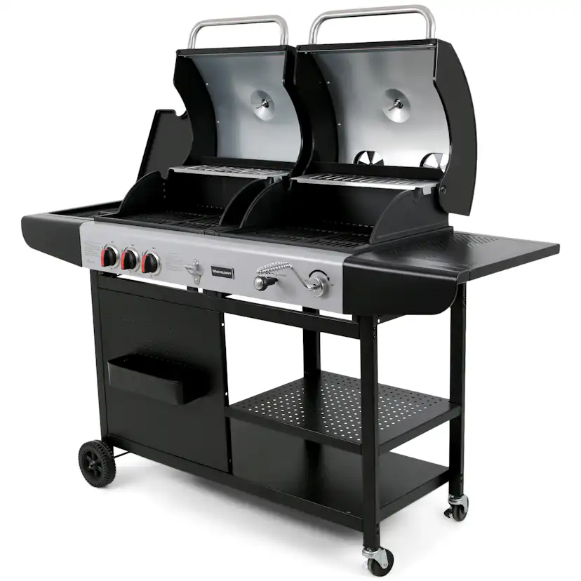 Gasol/Kolgrill Metalcraft Aurora Kombinationsgrill med Sidobrännare & Rostfria Brännare