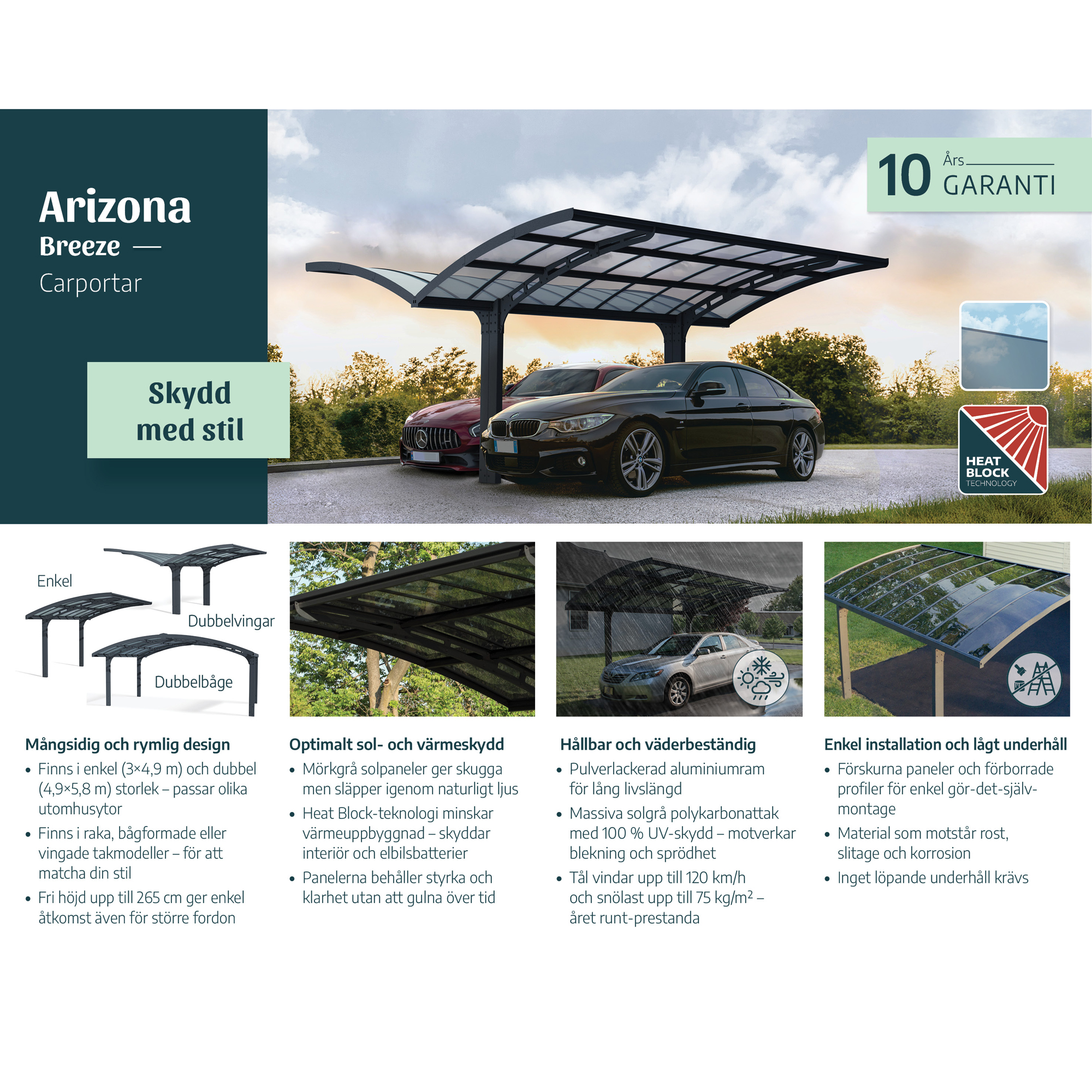 Carport Canopia by Palram Arizona Breeze I Metall 3x5 m Specialförpackning