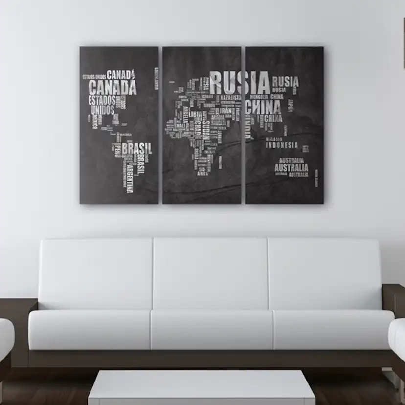 Tavla Arkiio Karta Över Världen Spanska Språket Triptych