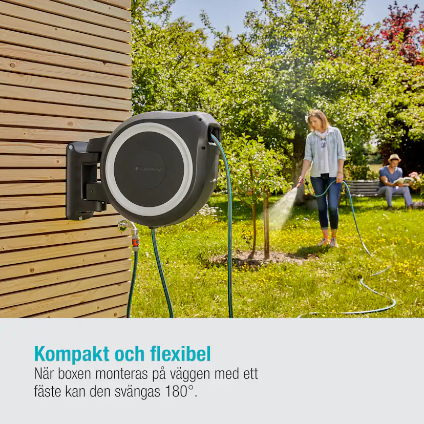 Väggslangbox Gardena RollUp L Vit 30m med Extra Munstycke - Perfekt för Vattenslang & Trädgårdsslang