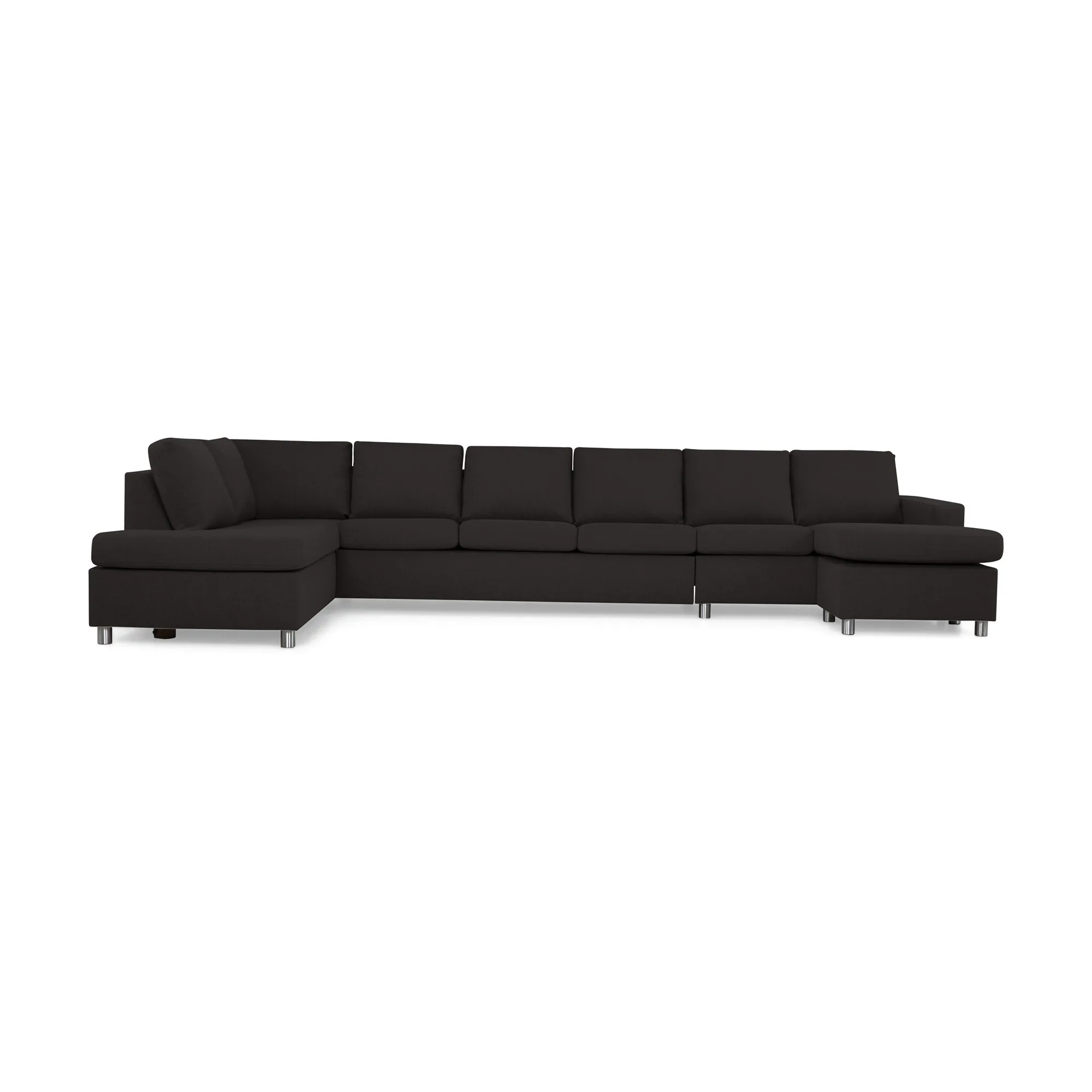 Crazy 6-sits Vänstervänd U-formad XX-Large Soffa med Divan o Disa 1, Antracit, Vänster, Runda Metallben