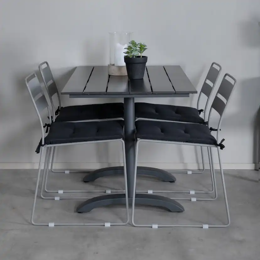 Denver 70*120 Black/Black+Lina Dining Chair - Grey_4 Grå
