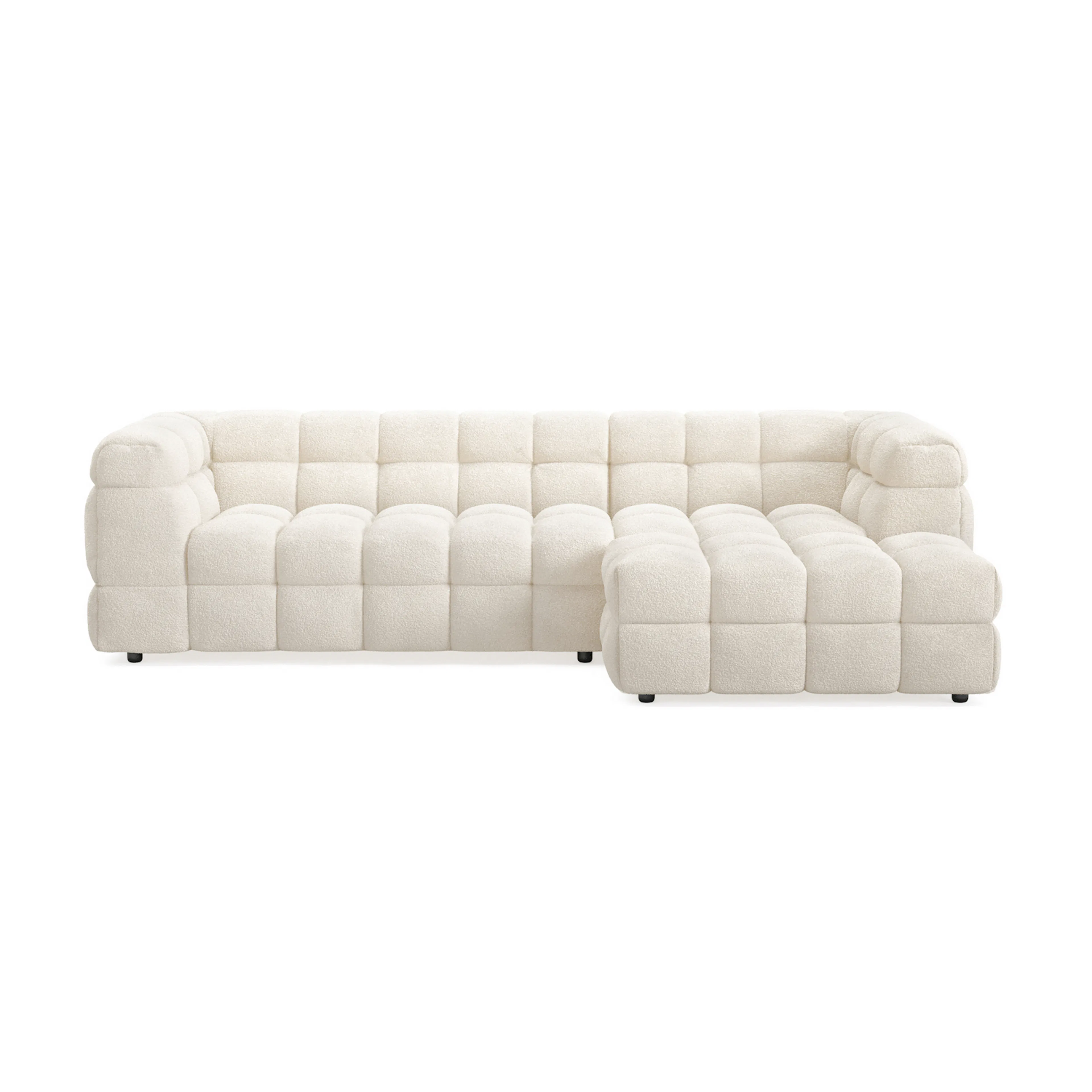 Elise 3-sits Bubblig Soffa med Divan Höger Beige Teddy, L-formad/Högervänd