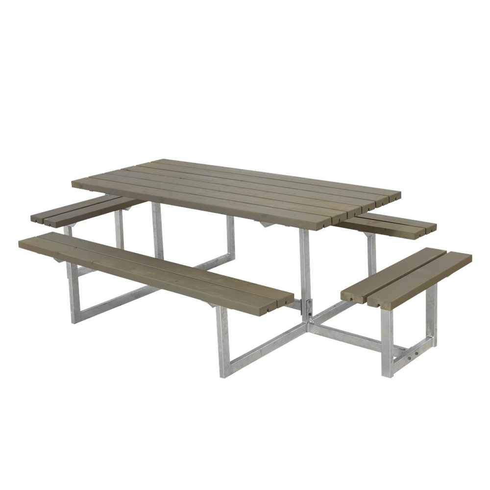 Picknickbord PLUS Basic med Extra Sittplatser Gråbrun Utomhus