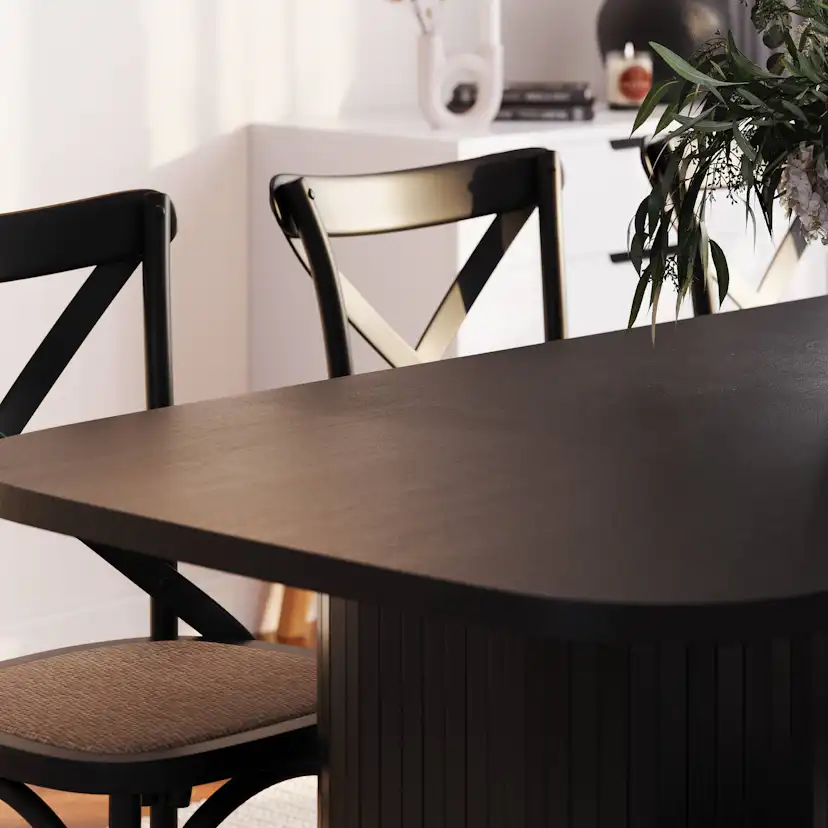 Matgrupp Bark Kopparbo Rektangulärt Matbord 200 cm med 6 Matstol Kalb