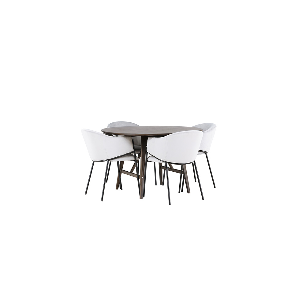 Matgrupp Venture Home Kaseidon Ø100 cm med 4 st Evelina stolar