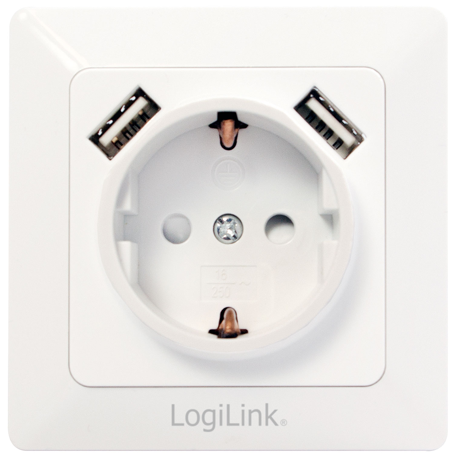 Vägguttag LogiLink 230V Med 2xUSB 2,1A