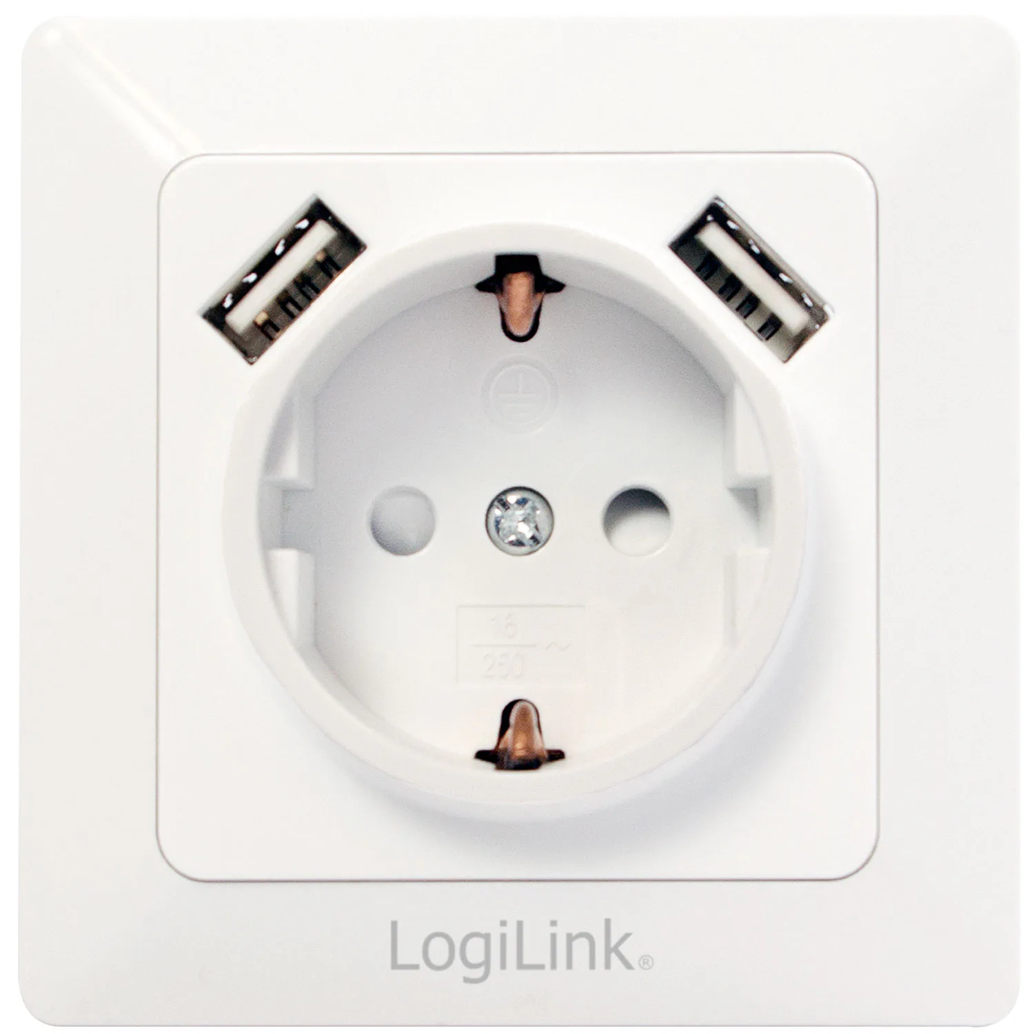 Vägguttag LogiLink 230V Med 2xUSB 2,1A