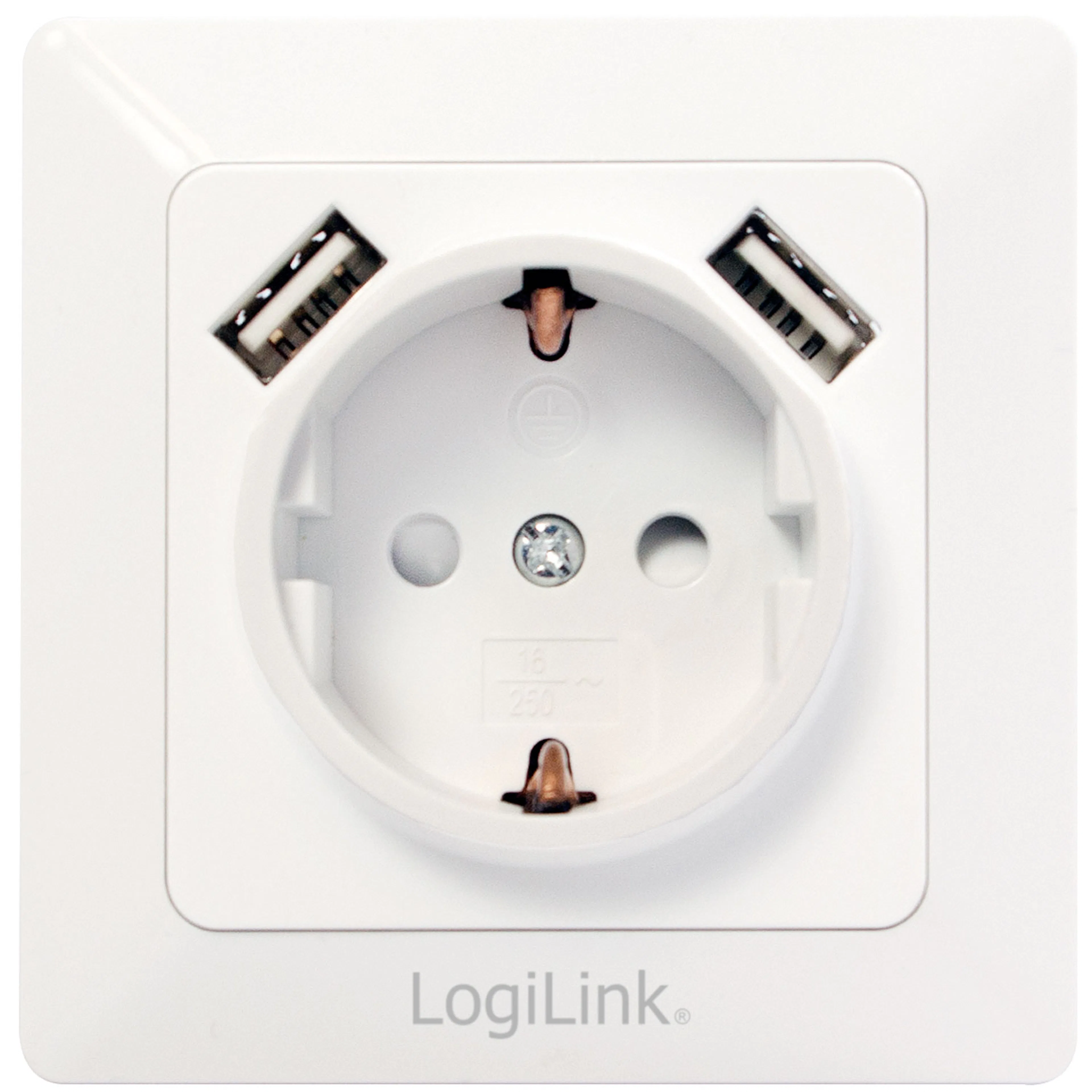 Vägguttag LogiLink 230V Med 2xUSB 2,1A
