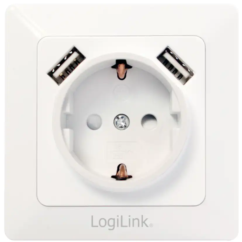 Vägguttag LogiLink 230V Med 2xUSB 2,1A