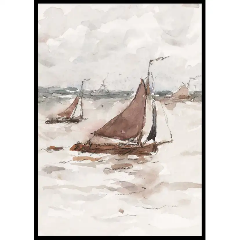 Poster Gallerix Zeilende Vissersschepen Op De Schelde By Carel Nicolaas Storm